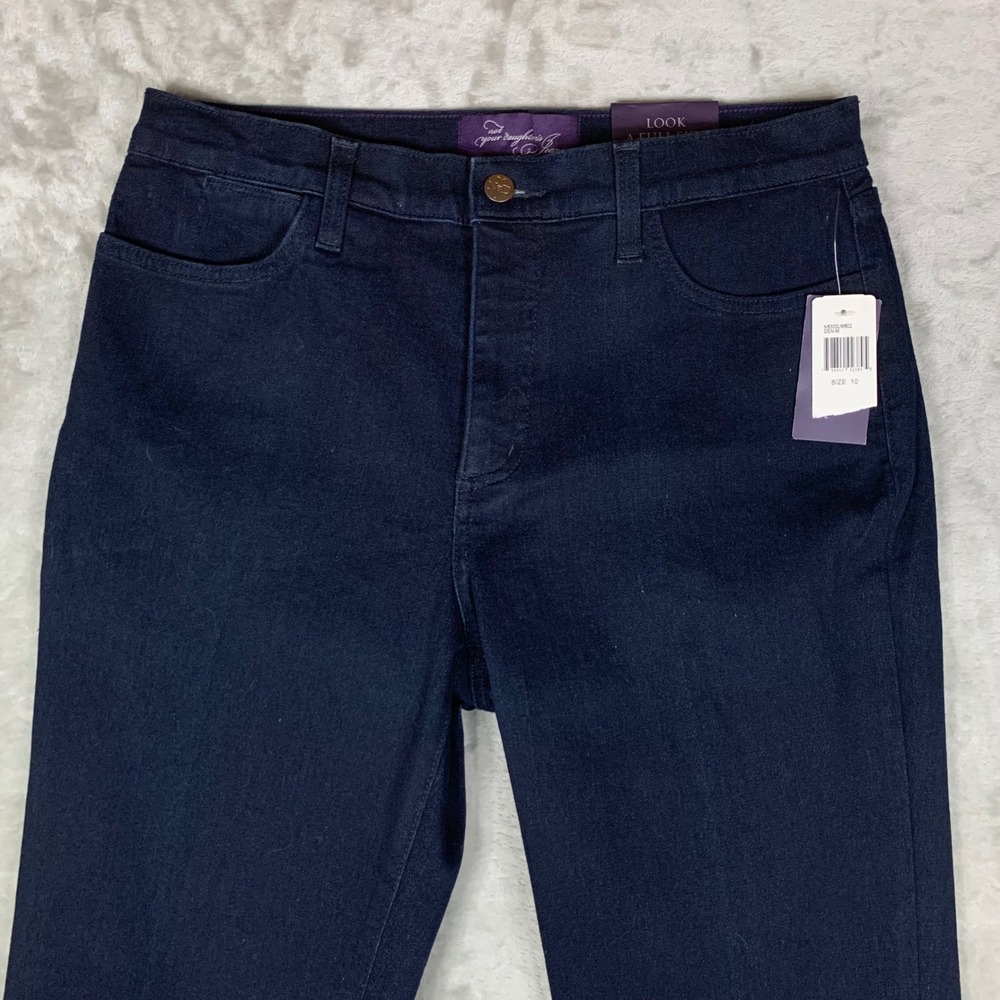 NYDJ Modern Bootcut Jeans Womens 10 Dark Blue 31x31 Rhinestone Lift Tuck NWT USA - Picture 4 of 13